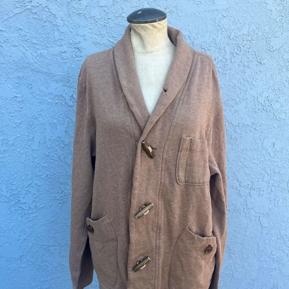 Reiss Men's Tan Shawl Collar Sweatshirt Sweater Top Size Large